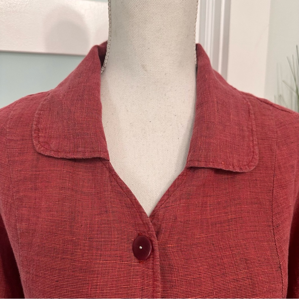 Vintage Flax Button-Front Medium (adjustable) Linen Midi Dress Lagenlook - Picture 4 of 9